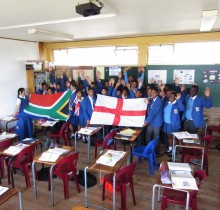 Hands up for Childrens Rights with flags in South Africa! 2014
